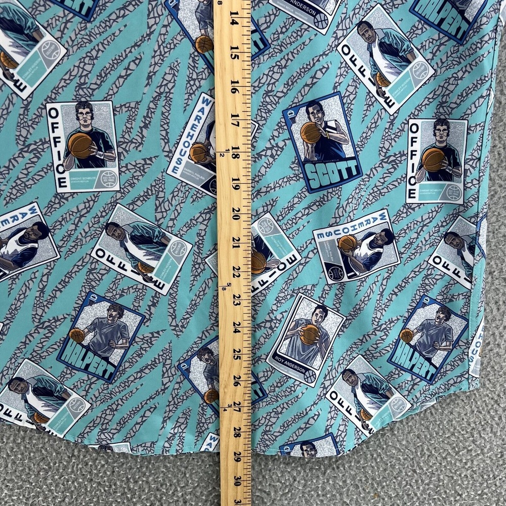 RSVLTS Shirt THE OFFICE Men's Small Blue Short Sleeve Button Up Basketball Cards - Picture 14 of 15